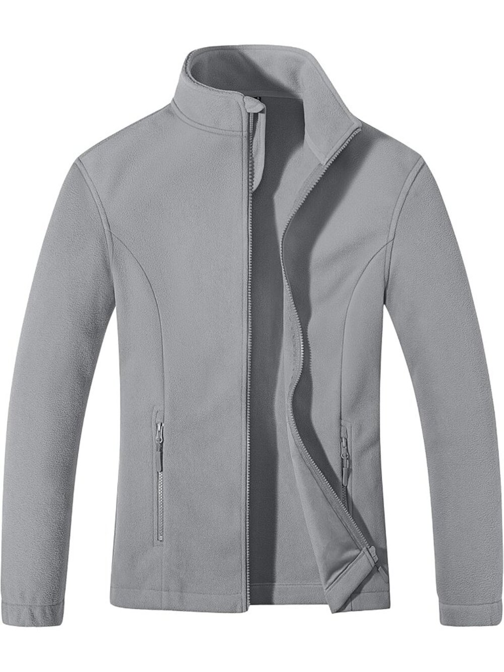 〽️Women's Grey Fleece Zip Up Coat Lightweight  Warm Long Sleeve Winter Jacket